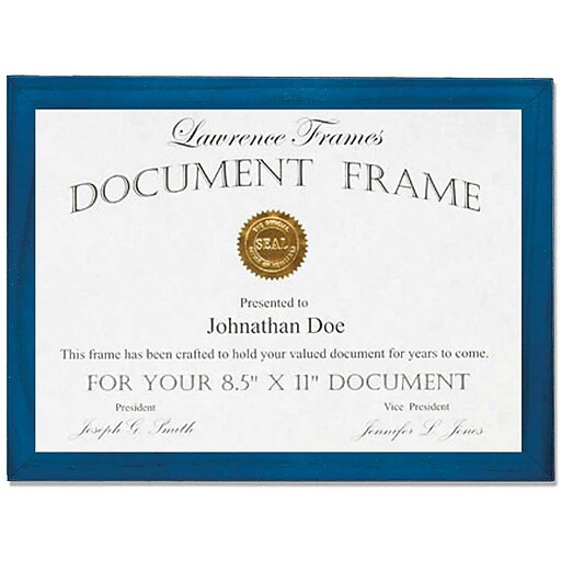 Lawrence Frames 8.5" x 11" Wooden Blue Document Frame (755781) Staples