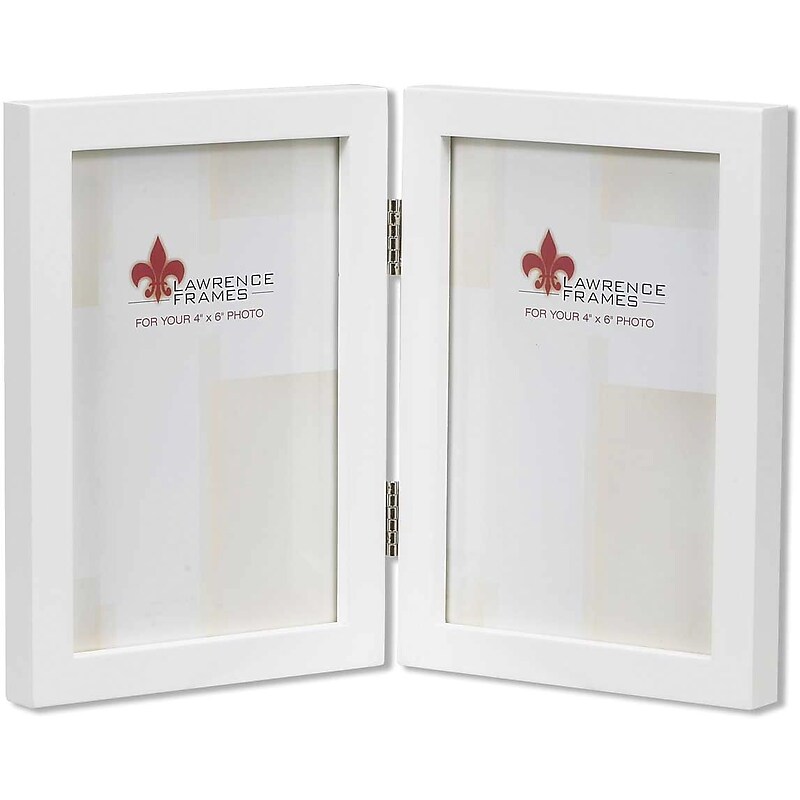 Lawrence Frames 4" x 6" Studio Wood White Double Picture Frame (755846D) image 1