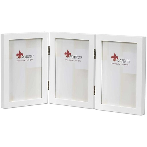 4x6 Hinged Triple White Wood Picture Frame Gallery Collection Staples