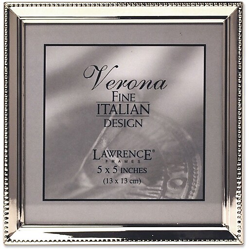 Lawrence Frames 5" x 5" Polished Silver Plate Picture Frame, Bead