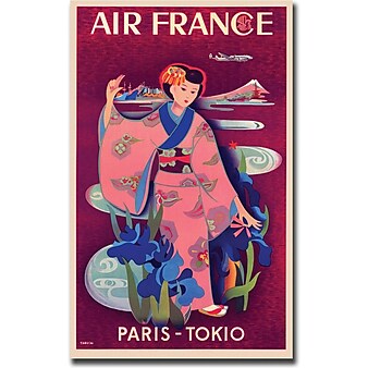 Trademark Global Taruchi "Air France Paris Tokyo" Gallery Wrapped Canvas Art, 24" x 32"