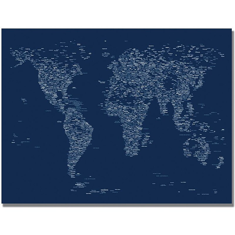 Trademark Global Michael Tompsett "Font World Map" Canvas Art, 30" x 47" image 1