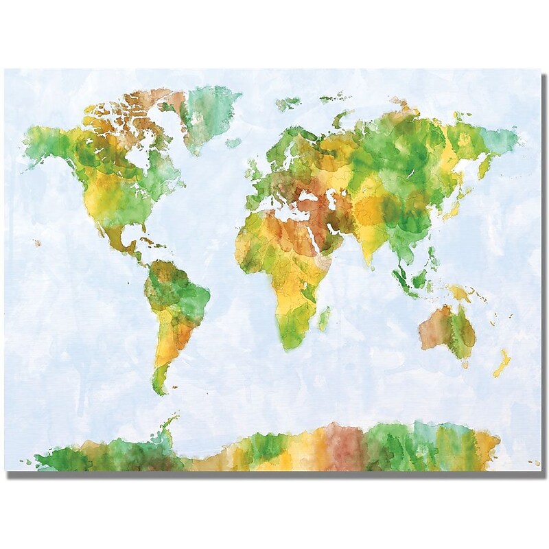 Trademark Global Michael Tompsett "Watercolor World Map III" Canvas Art, 18" x 24" image 1