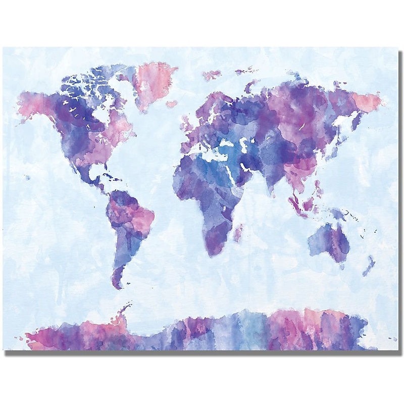 Trademark Global Michael Tompsett "Watercolor World Map IV" Canvas Art, 18" x 24" image 1