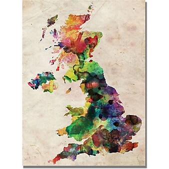 Trademark Global Michael Tompsett "UK Watercolour Map" Canvas Art, 22" x 32"