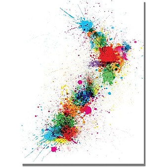 Trademark Global Michael Tompsett "New Zealand Paint Splashes Map" Canvas Art, 30" x 47"
