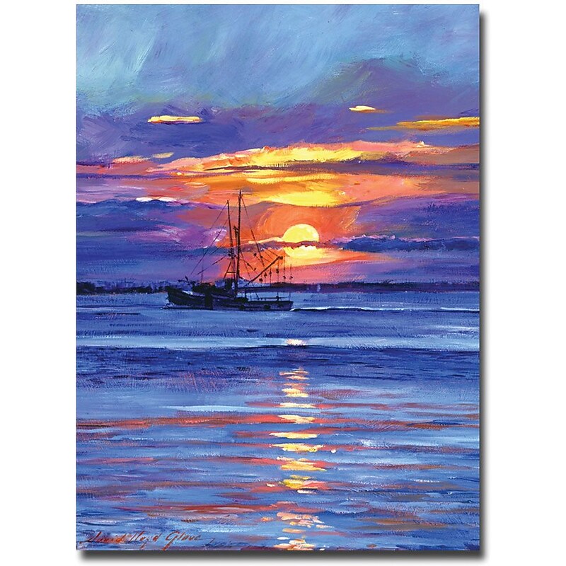 Trademark Global David Lloyd Glover "Salmon Trawler at Sunrise" Canvas Art, 18" x 24" image 1