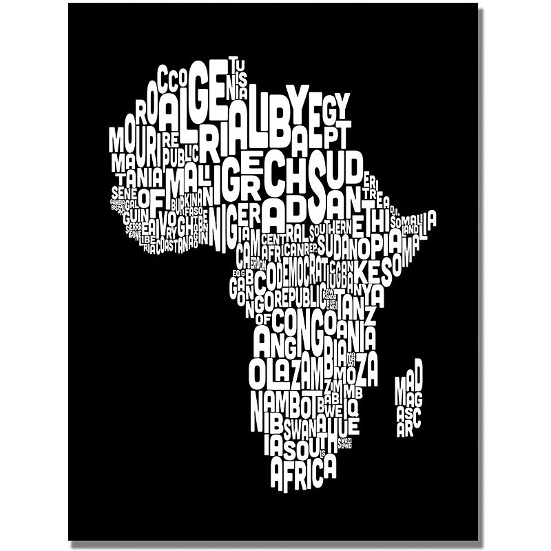Trademark Global Michael Tompsett "Africa Font World Map" Canvas Art, 30" x 47" image 1