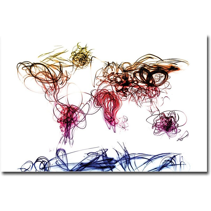 Trademark Global Michael Tompsett "Light Writing World Map" Canvas Art, 16" x 24" image 1