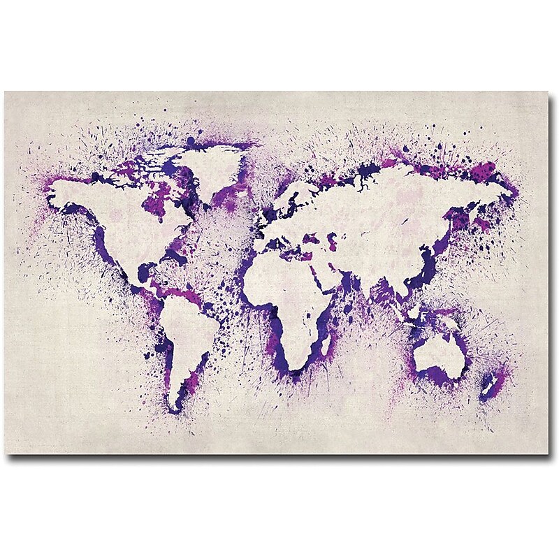 Trademark Global Michael Tompsett "Paint Outline World Map II" Canvas Art, 16" x 24" image 1
