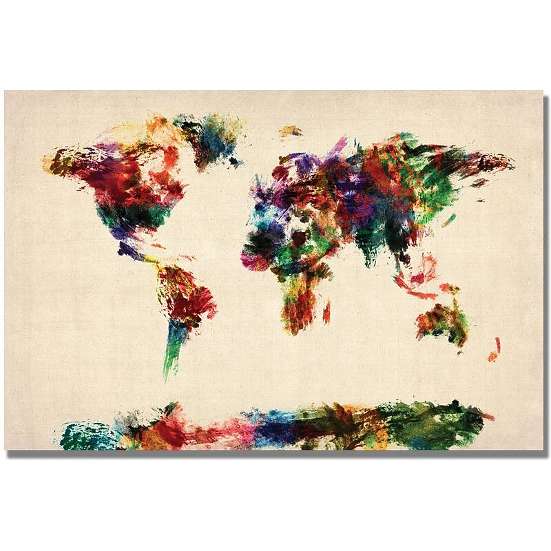 Trademark Global Michael Tompsett "Abstract Painting World Map" Canvas Art, 30" x 47" image 1
