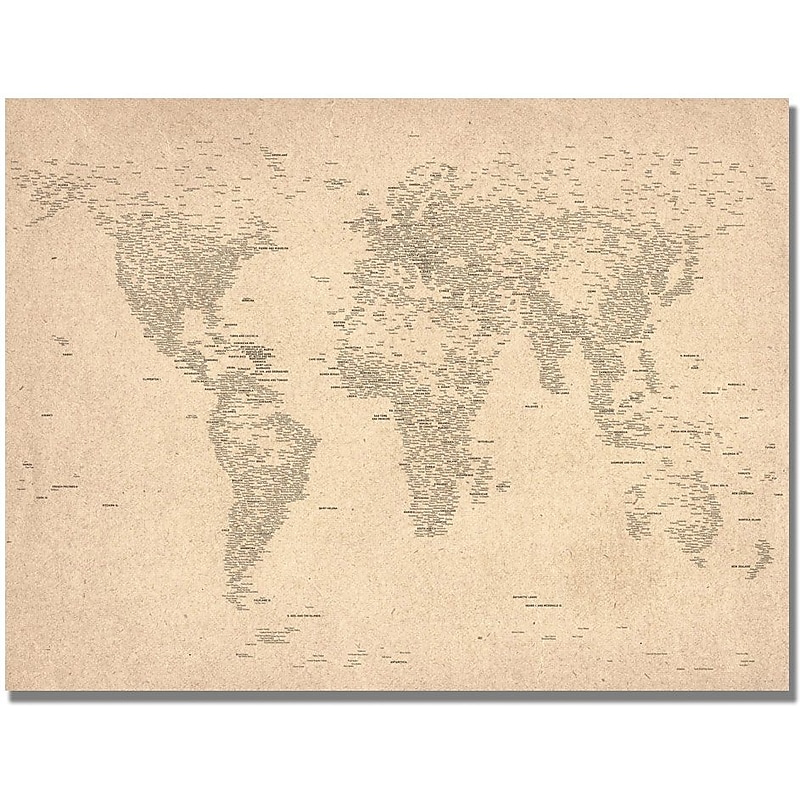 Trademark Global Michael Tompsett "World Map of Cities" Canvas Art, 18" x 24" image 1
