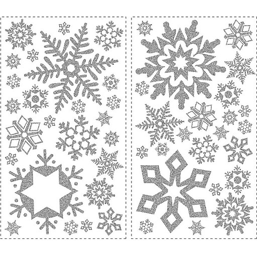 RoomMates® Glitter Snowflakes Peel and Stick Wall Decal, 18" H x 10" W