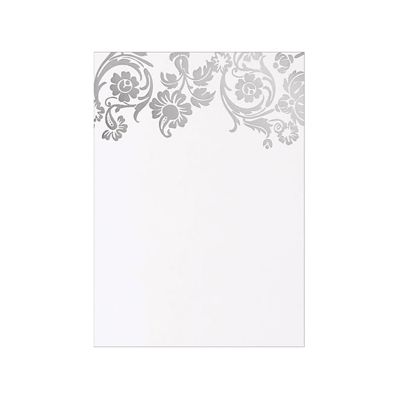 Great Papers Silver Damask Foil Flat Cards with Envelopes, 10/Pack (2012215) image 1