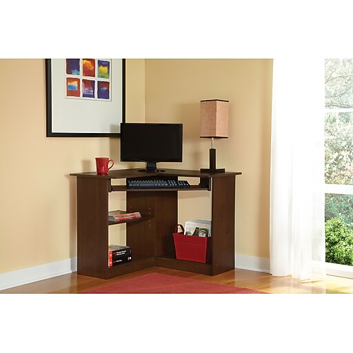 Easy2Go Corner Computer Desk, Resort Cherry Staples