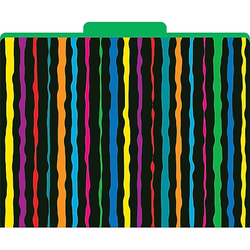Barker Creek Neon Stripes Decorative File Folders, Letter