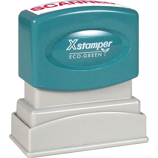 Shachihata Inc Xstamper Preinked "SCANNED" Title Stamp, Red, 1/2" x 1