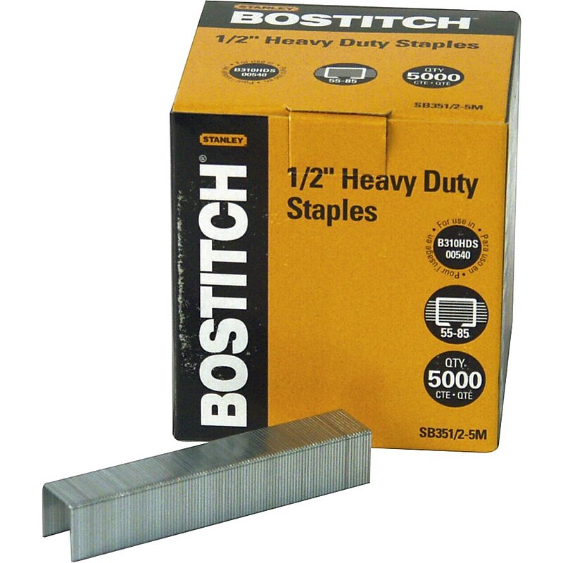 Stanley Bostitch Heavy-Duty Staples, 1/2", 5,000/BX (SB351/2-5M) image 1
