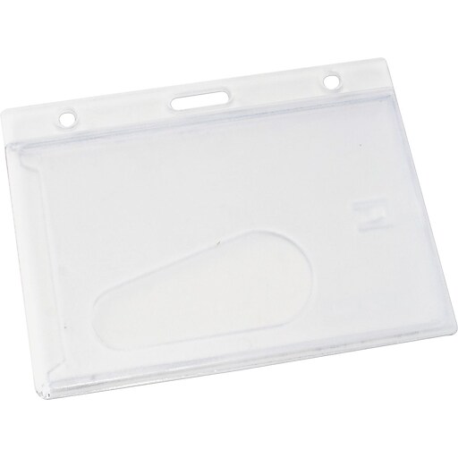 Frosted Rigid Badge Holder, 2 1/8 x 3 3/8, Clear, Horizontal, 25/Pk at