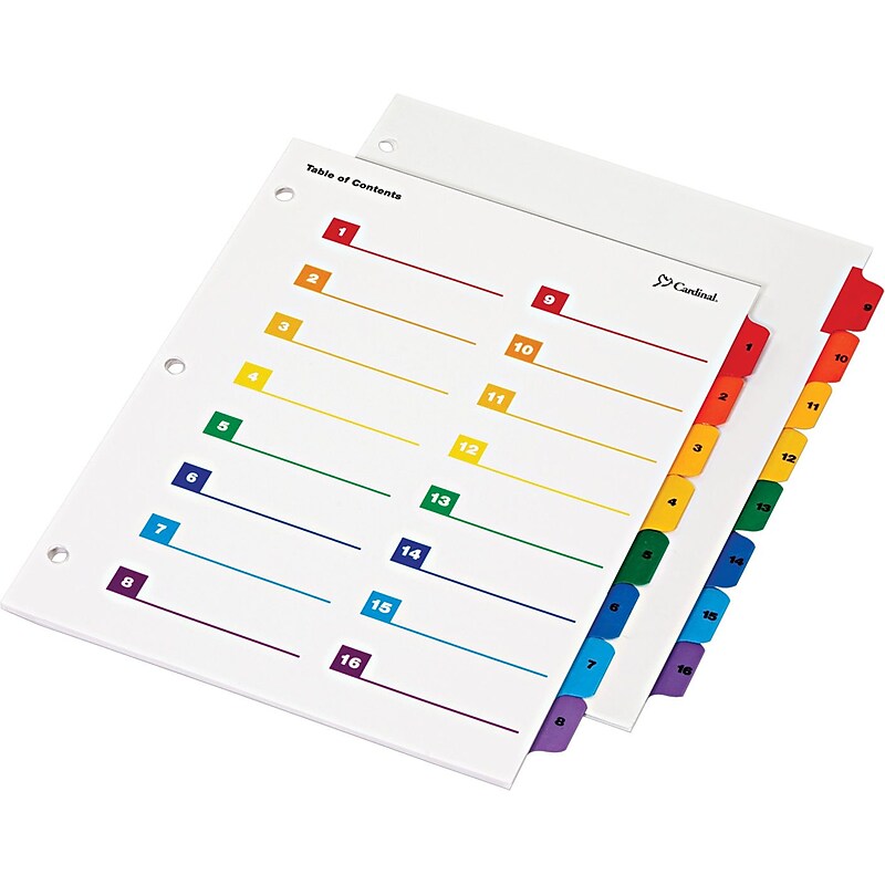 Cardinal® OneStep® Printable Table of Contents and Dividers, 16-Tab, Multicolor, 1/St image 1