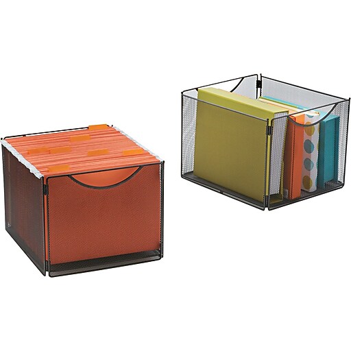Safco Mesh Cube Storage Bin, Onyx, 2/pk Staples