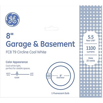 22 Watt GE 8" Diameter T-9 Circline Fluorescent Tube, Cool White
