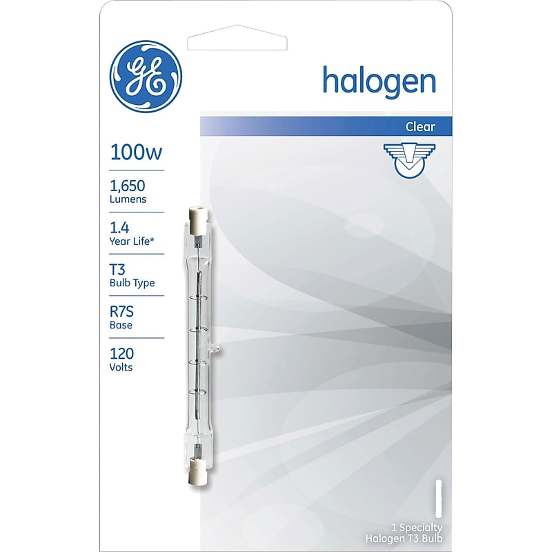 GE 100 Watt Clear T-3 Double Ended Halogen (22489/22486) image 1