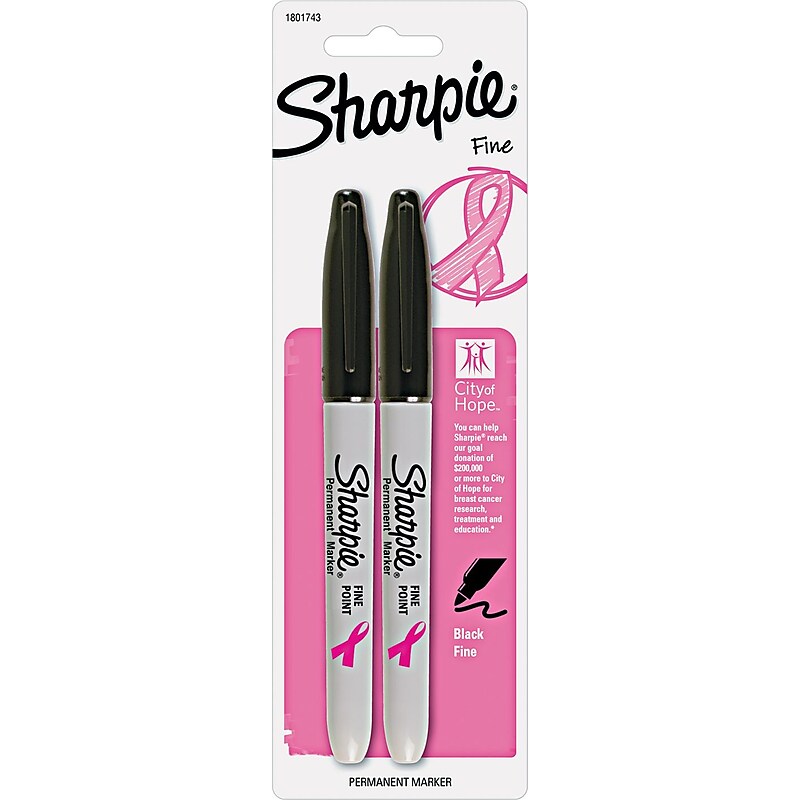 Sharpie Pink Ribbon Permanent Markers, Fine Tip, Black (1801743) image 1