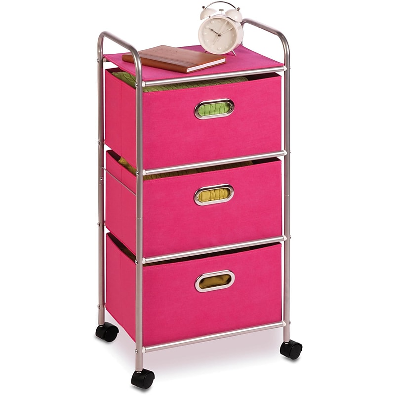 Honey Can Do® 3-Drawer Rolling Cart, Pink (CRT-02348) image 1