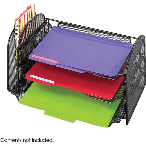 Safco Onyx™ 3265 Mesh Desktop Organizer, One Upright, Three Horizontal