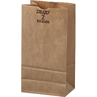 General #2 Paper Grocery, 52lb Kraft, Extra-Heavy-Duty 4 5/16x2 7/16 X7 7/8, 500 Bags