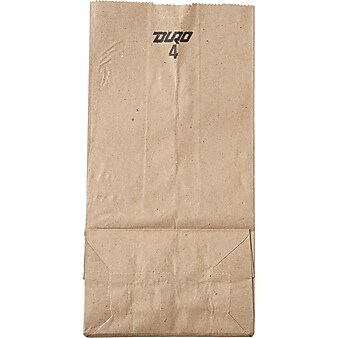 Standard-Duty Natural Paper Bags, #4, 9 3/4"H x 5"W x 3 1/3"D, 500/Cs