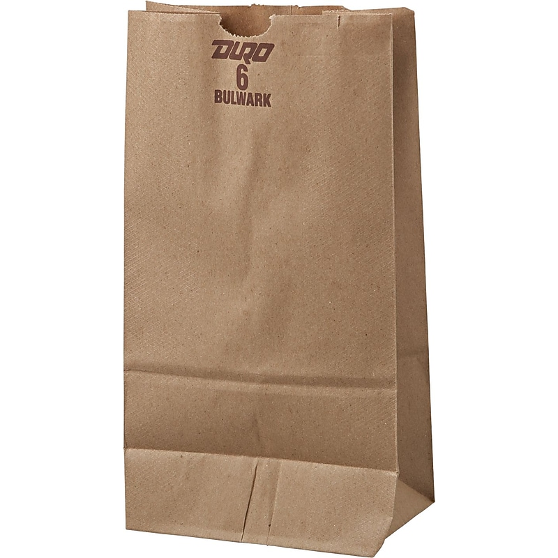 Boardwalk® Kraft Heavy Duty Paper Bag, 50 lb, 11 1/16" H x 6" W x 3 5/8" D image 1