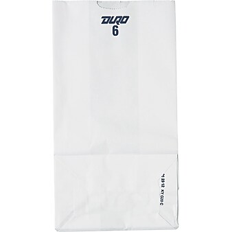 Duro Bag GW Series 11 1/16"H x 6"W x 3 5/8"D Kraft Paper Grocery Bag, White, 500/PK (BAGGW6500)