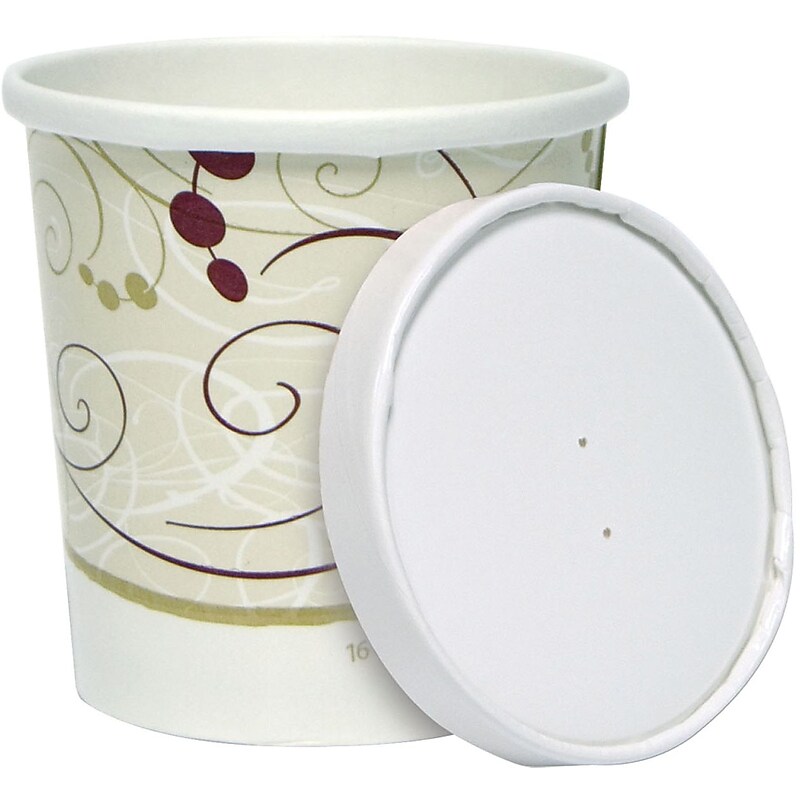 Solo Flexstyle® Paper Food Container/Vent Lid Combo Pack 16 oz., Symphony® Design, 250 Containers & Lids/Carton (KHB16A-J8000) image 1