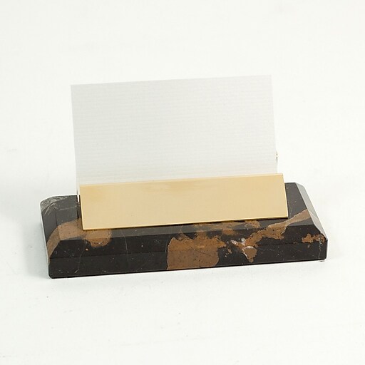Bey Berk Gold Plated Business Card Holder Black And Tan