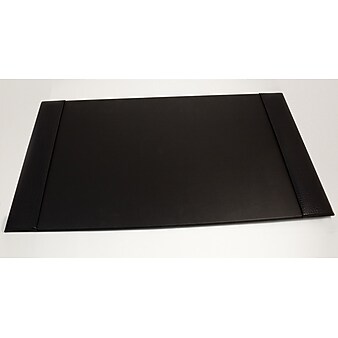 Bey-Berk Faux leather Desk Pad with Side Rail, 20" x 34", Black (D1523)