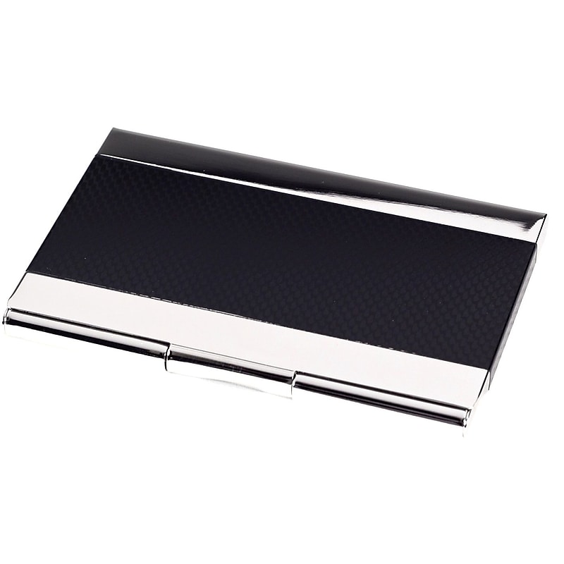 Bey-Berk Nickel Plated Business Card Case with Black Anodized Trim, 2.5" x 3.85", Nickel/Black (D269B) image 1