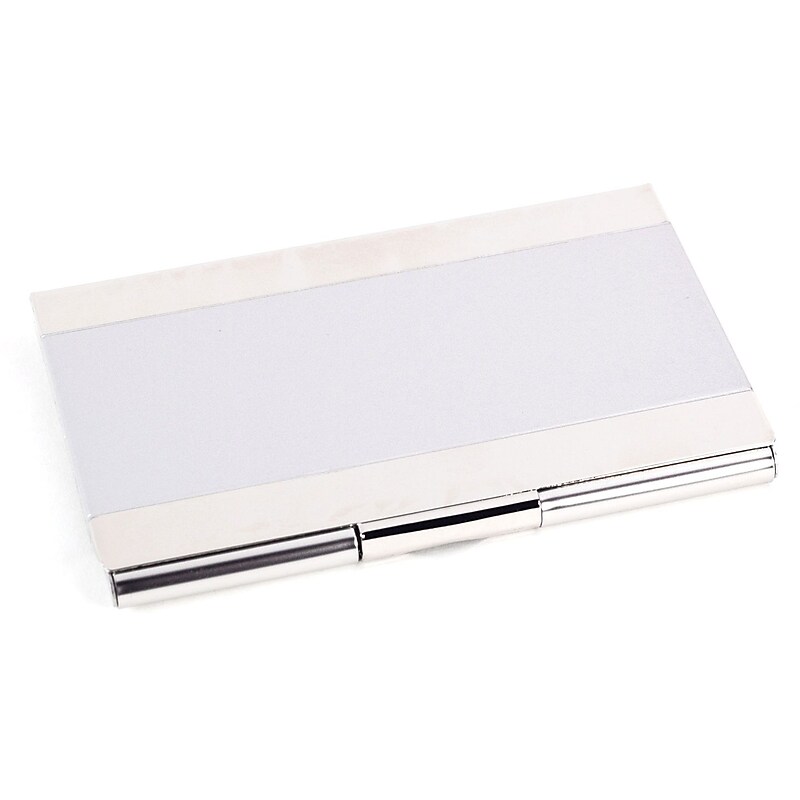 Bey-Berk Nickel Plated Business Card Case with Satin Trim (D269S) image 1