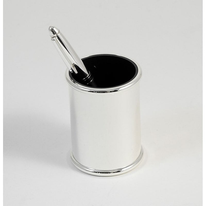 Bey-Berk Pen Cup With Black ABS Plastic Lining, Silver Plated (D595) image 1