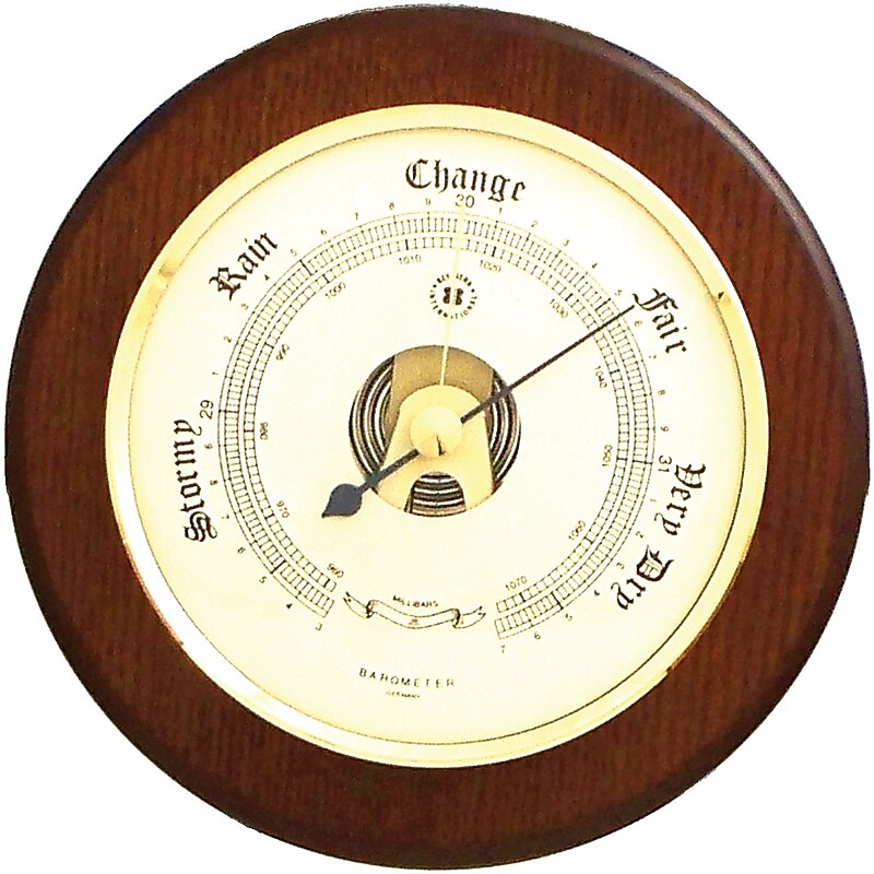 Bey-Berk Brass and Cherry Wood Indoor Barometer (WS072) image 1