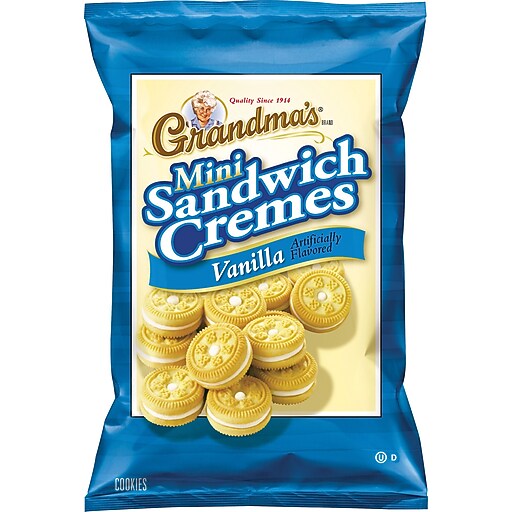 Grandma's Mini Vanilla Creme Cookies, 3.71 oz, 24/Carton (45095) Staples