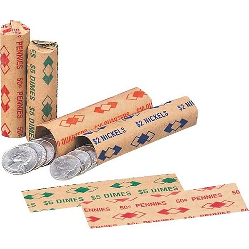 PM Company Tubular Coin Wraps, Red, .50 Pennies at Staples