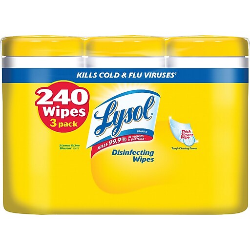 Lysol Disinfecting Wipes, Lemon and Lime Blossom, 80/Box, 3/Pack