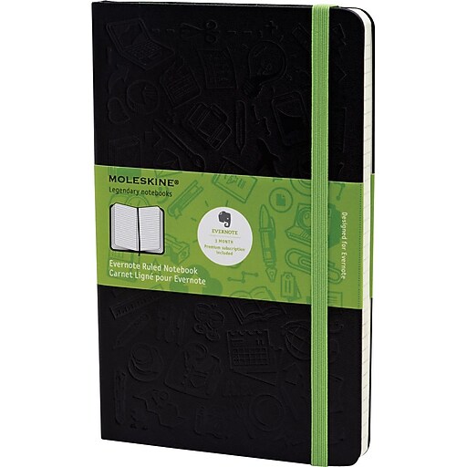 Moleskine Evernote Smart Notebook, Large, Ruled, Hard Cover, 5" x 81/4