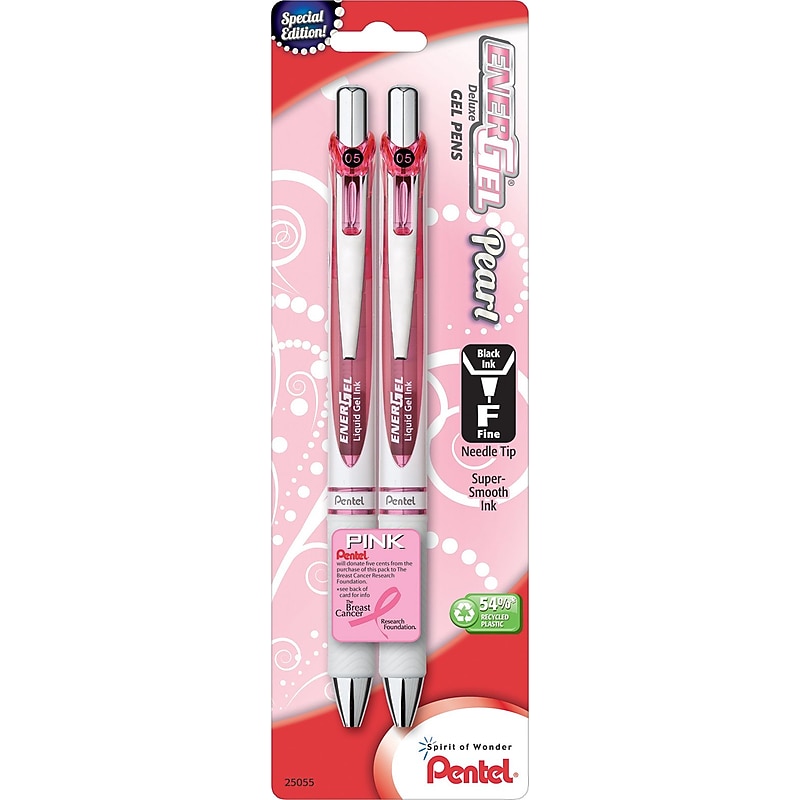 Pentel EnerGel Pearl Deluxe RTX Retractable Liquid Gel Pen, Fine Point, Black Ink, 2/Pack (BLN75WBP2PA) image 1