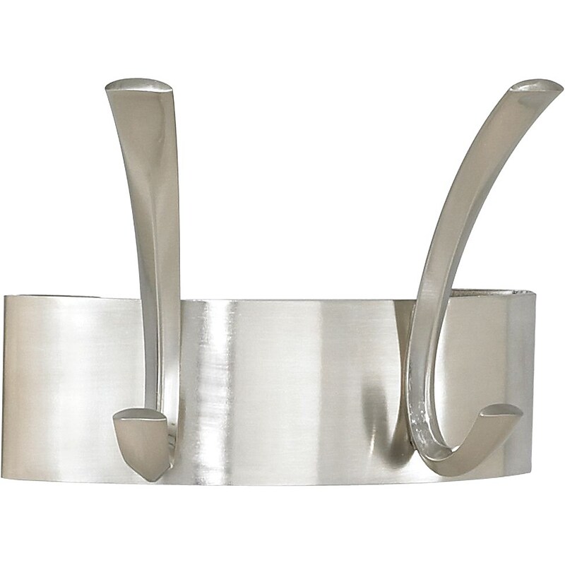 Safco® Metal Coat Rack, 2 Hook, Silver, 5"H x 7"W x 4 1/2"D image 1