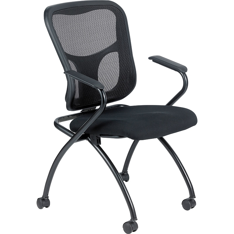 Raynor Eurotech Fabric Seat Flip Nesting Chair, with Arm, Black, 2/Carton image 1