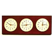 Bey-Berk Multi Zone Clock With 3 Brass Plates, Brass/Mahogany (WS215)