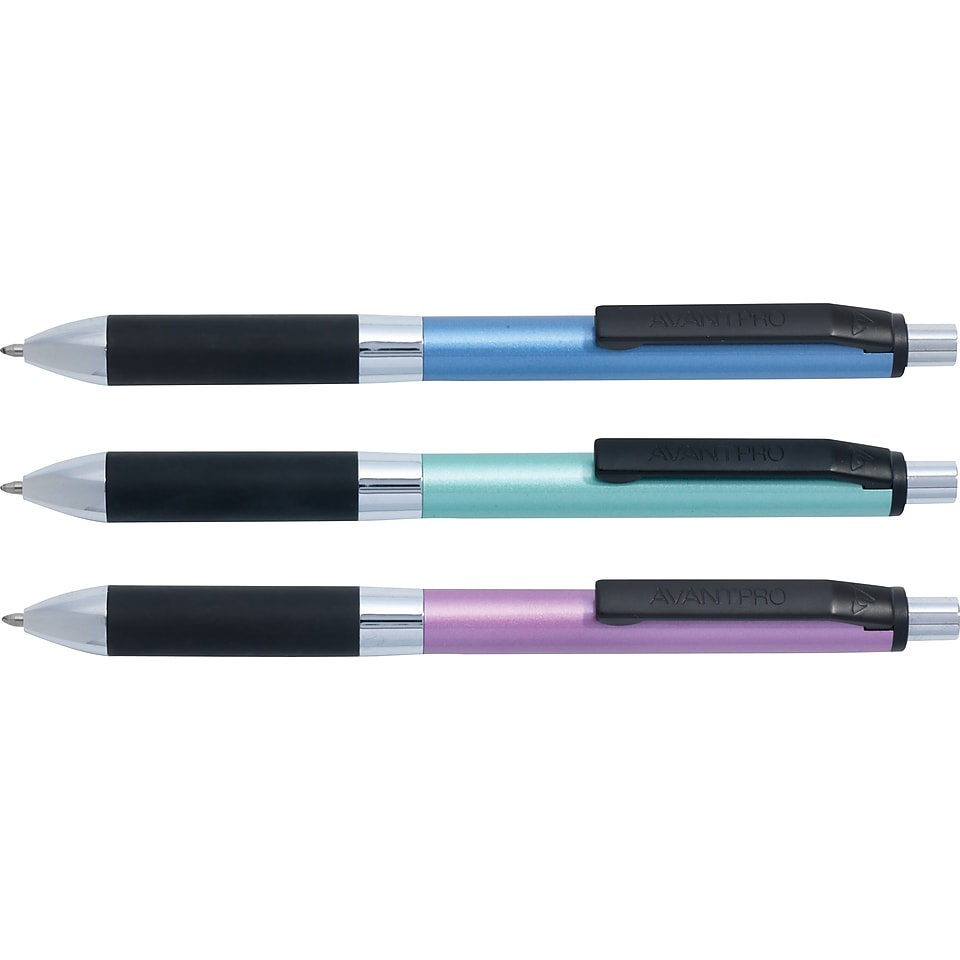 AvantPro™ Retractable Gel Ink Pen with SilkScribe Ink, 1.0mm, Medium Point, Black, Assorted Barrel Colors, Each